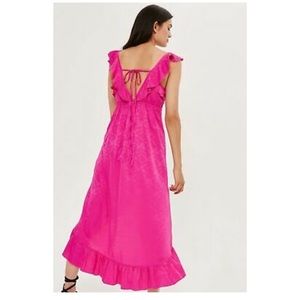 TOPSHOP Hot Pink Wrap V-Neck Midi Maxi Dress